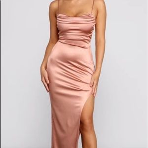 Windsor Lola High Slit Satin Dress